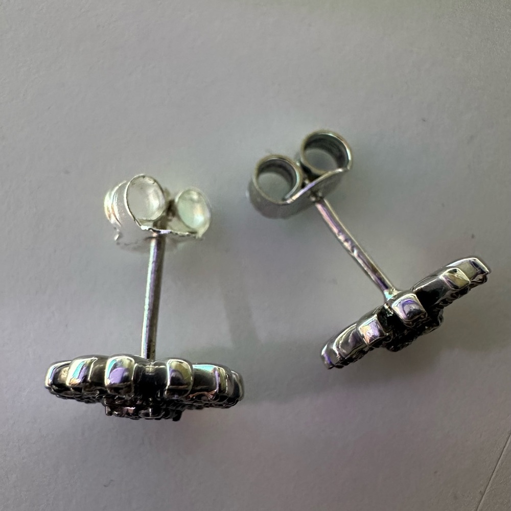 Colleen Lopez Sterling Silver Diamond Sunburst Earrings 0.25ctw - Picture 4 of 14